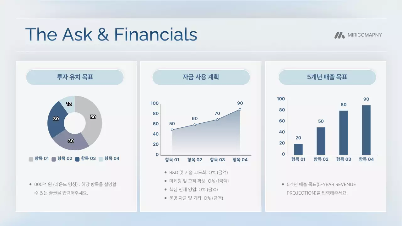 하늘색 모던 IR 비즈니스 기획서