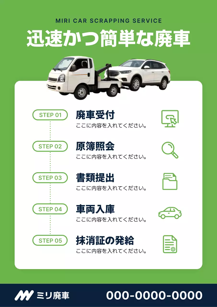 緑 シンプル 自動車 ポスター