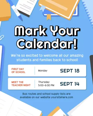 Blue Illustrative Elementary School Announcement Instagram Post