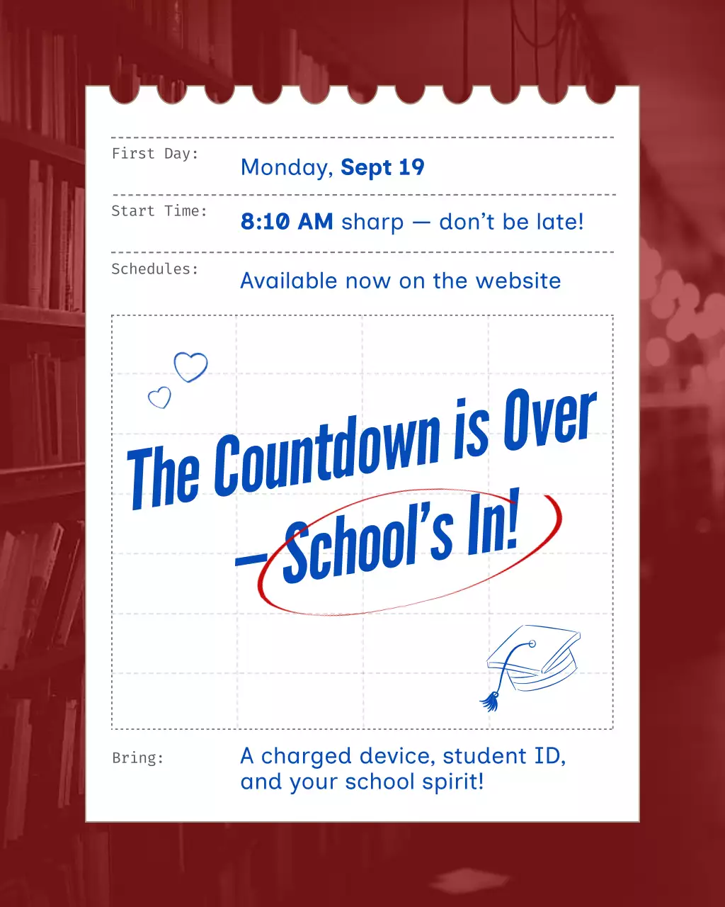 Brown Grey Blue Classic School Announcement Instagram Post