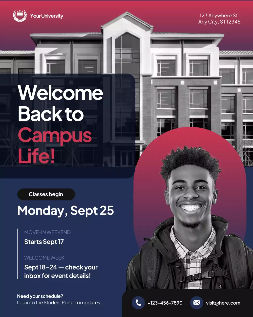 Red Modern Campus Announcement Instagram Post