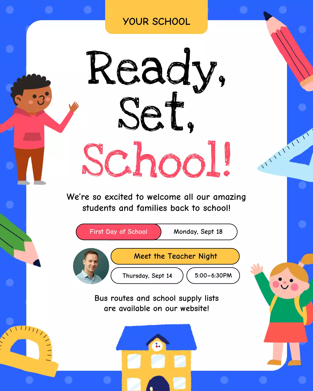 Blue Playful School Announcement Instagram Post