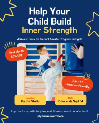 Navy Modern Karate Promotion Instagram Post