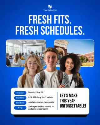 Blue Modern School Announcement Instagram Post