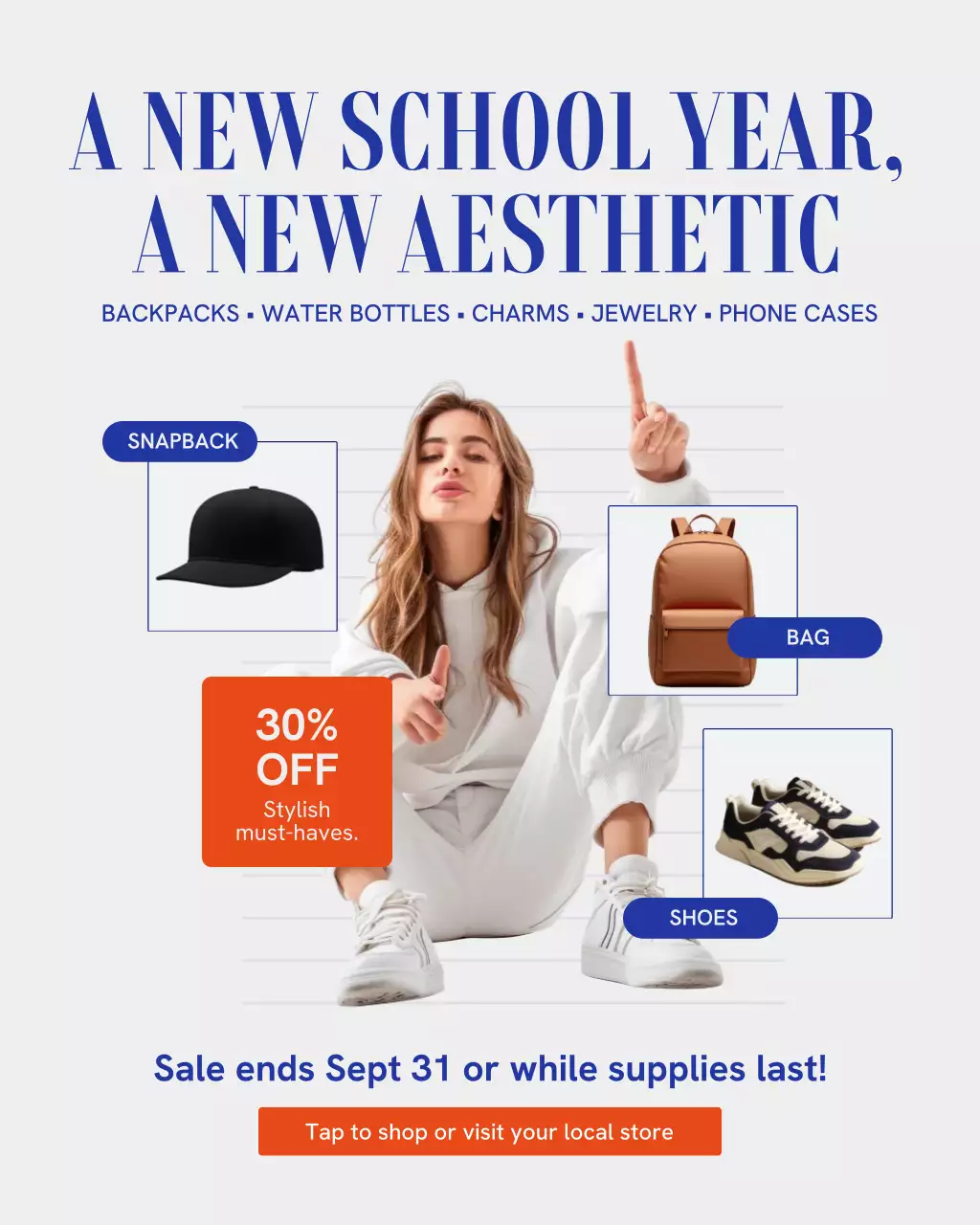 Beige and Blue Trendy Modern School Sale Promotion Instagram Post