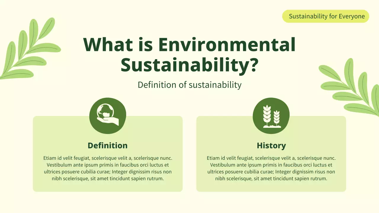 green minimalist sustainability presentation