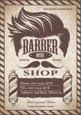 propaganda de barbeiro vintage marrom