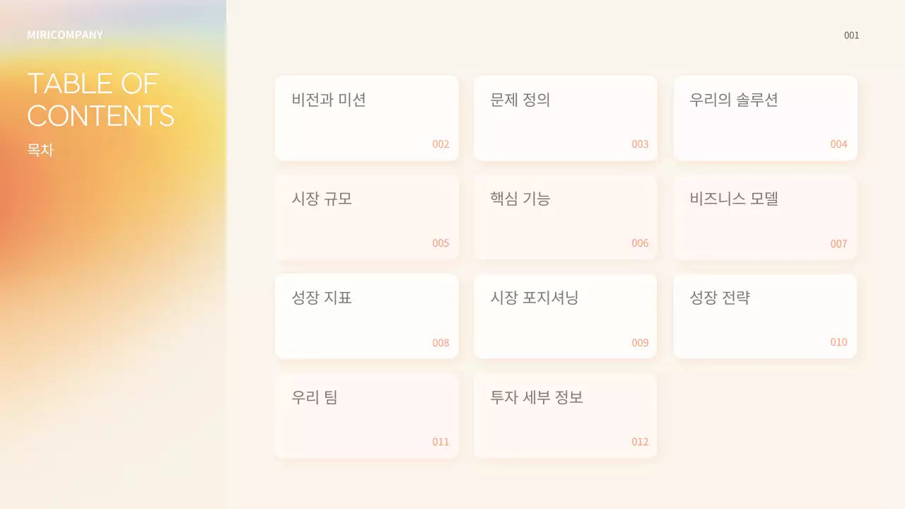 노랑 심플 투자 설명서 홍보 IR