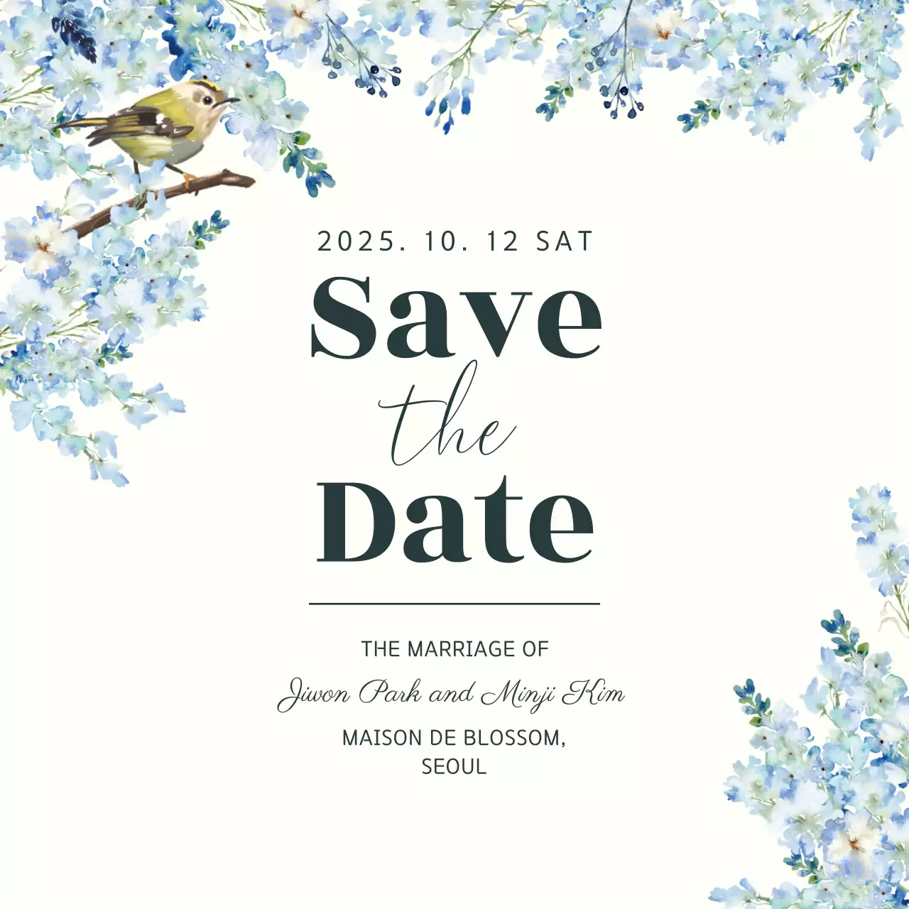 연보라 우아한 결혼 초대장