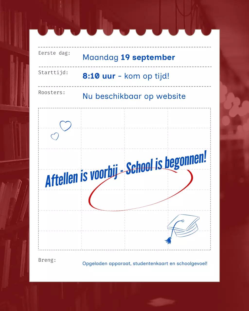 Bruin Grijs Blauw Klassieke School Aankondiging Instagram Post