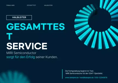 Die Farben Marineblau und Himmelblau werben für ein modernes Halbleiterunternehmen.