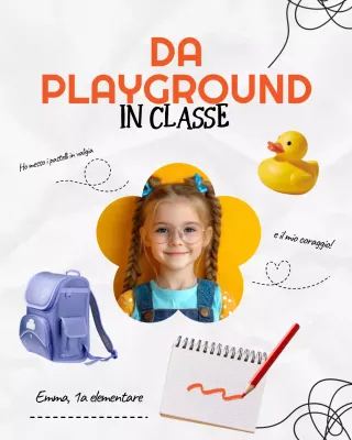 Annuncio scolastico giocoso grigio-blu su Instagram