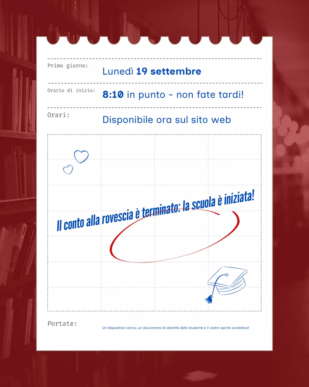 Annuncio scolastico classico marrone grigio blu Post su Instagram