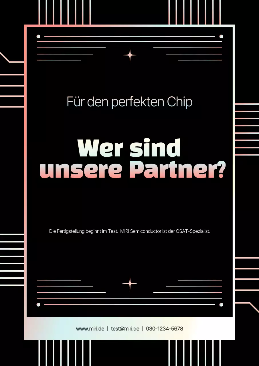 Werbung für ein modernes Halbleiterunternehmen in Schwarz