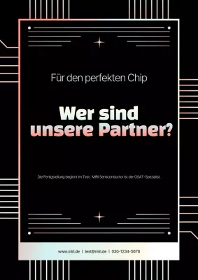 Werbung für ein modernes Halbleiterunternehmen in Schwarz