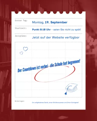 Braun Grau Blau Klassische Schulankündigung Instagram Post