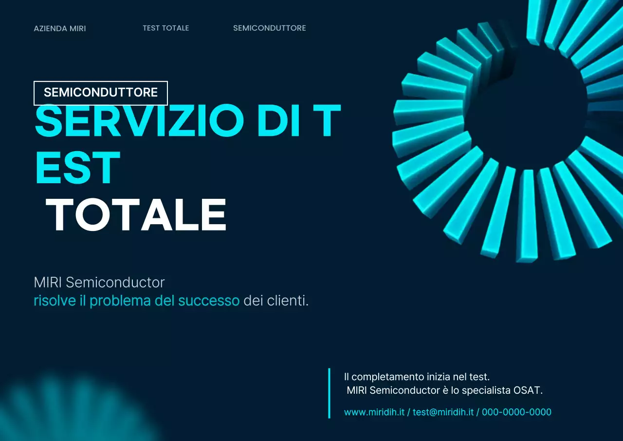 I colori blu navy e azzurro cielo promuovono un'azienda moderna di semiconduttori.