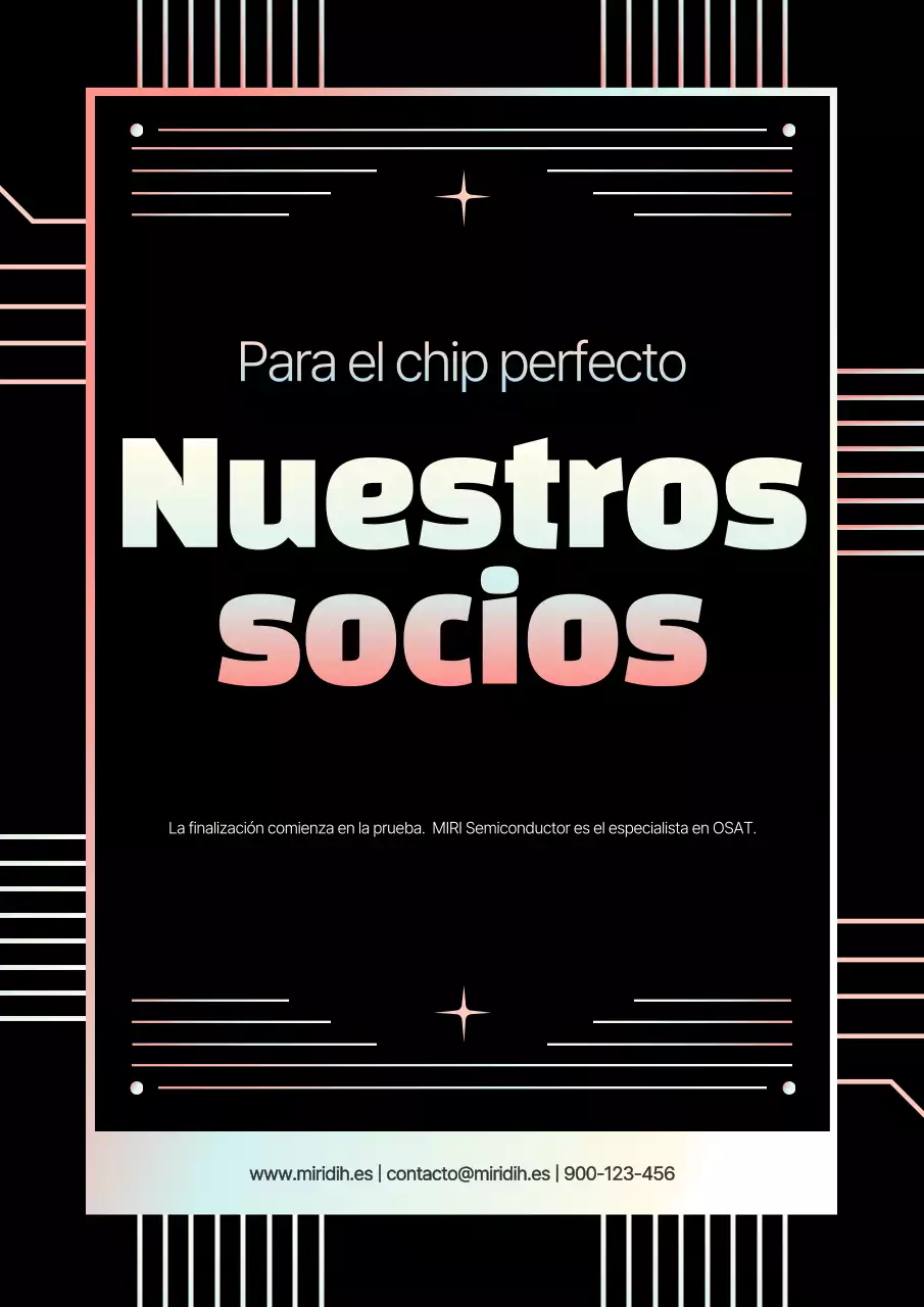 Promoción de una moderna empresa de semiconductores en negro