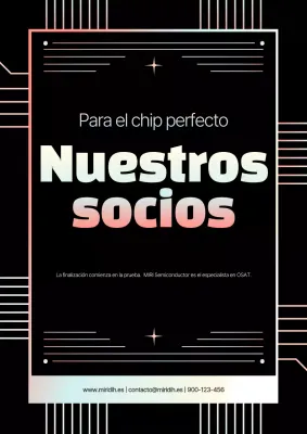 Promoción de una moderna empresa de semiconductores en negro