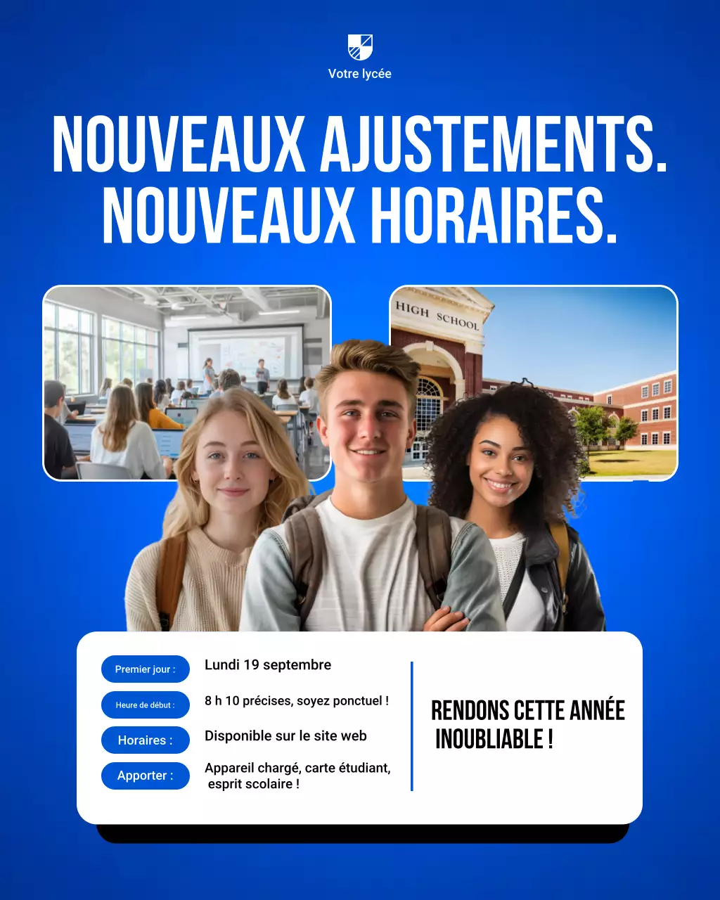 Publication Instagram de l'annonce de l'école Blue Modern