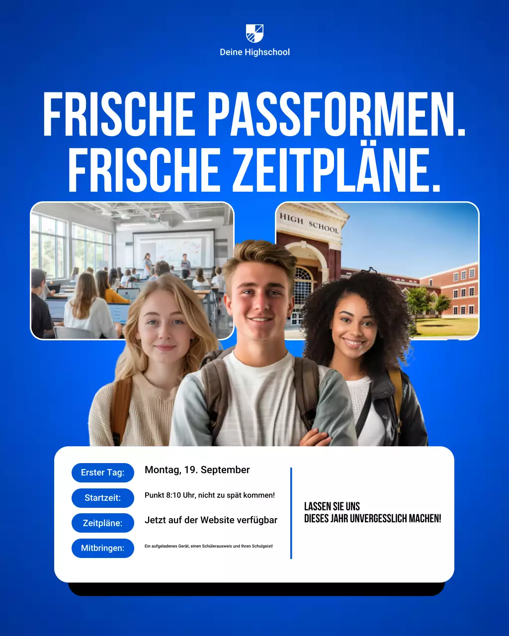 Blue Modern School Ankündigung Instagram Post