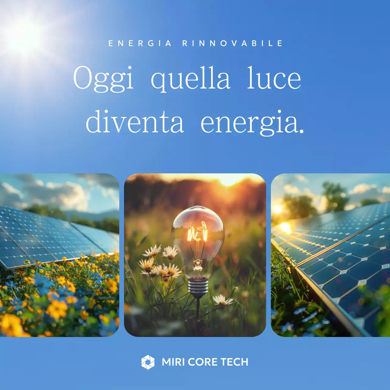 Pubblicità di energia rinnovabile moderna blu