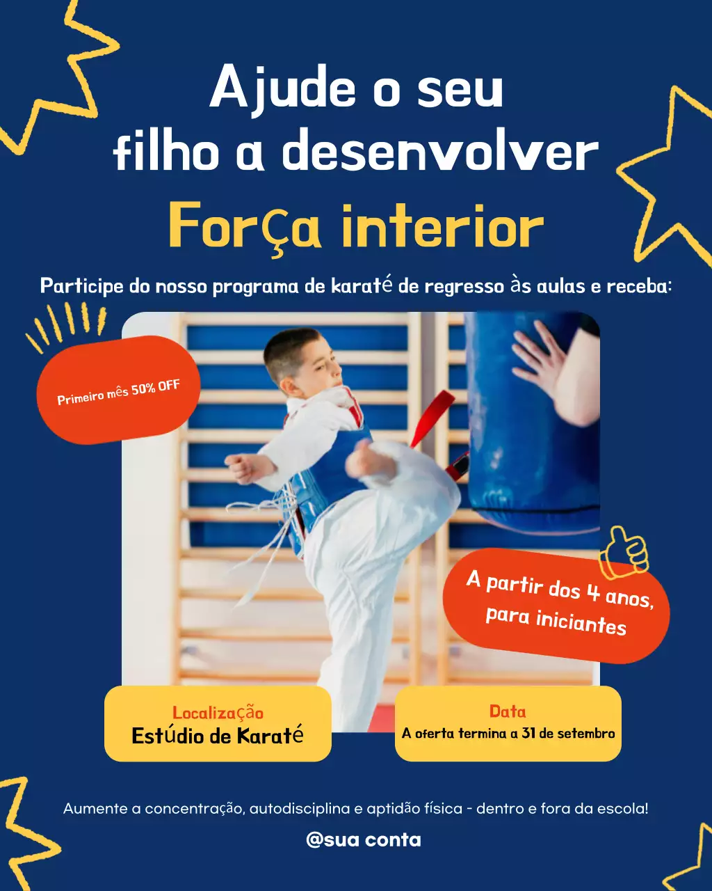 Postagem de promoção do Karatê Moderno da Marinha no Instagram