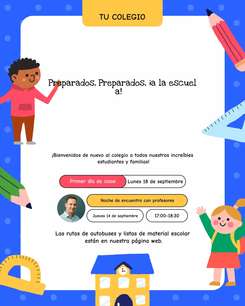 Publicación de Instagram del anuncio de la escuela Blue Playful