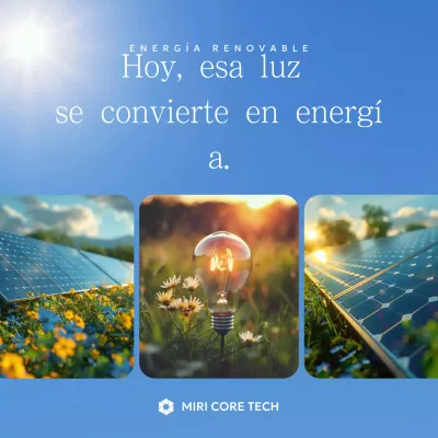Anuncio de energía renovable moderna azul