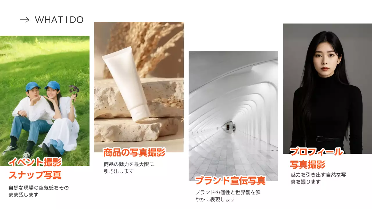 オレンジ シンプル プロフィール 自己紹介