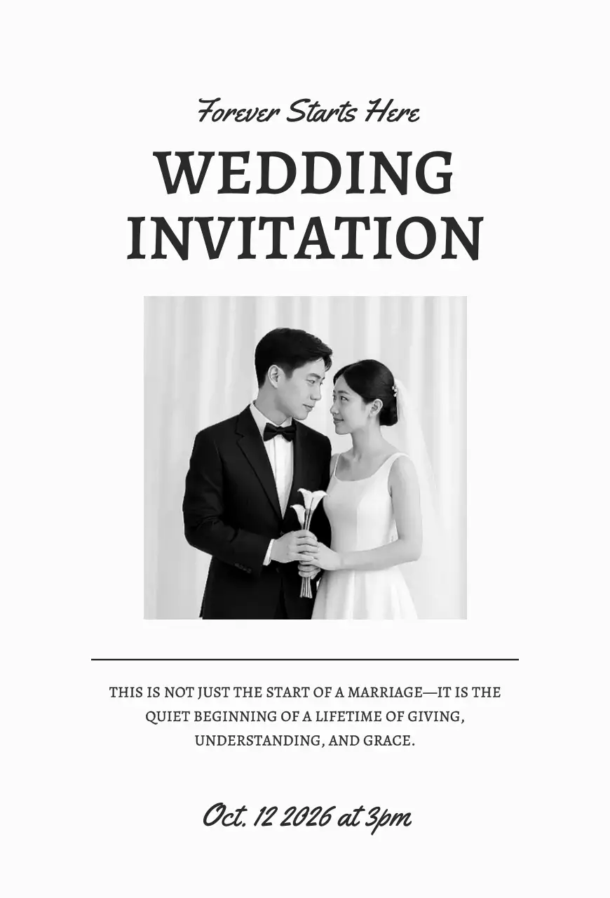 흑백 클래식 결혼 초대장