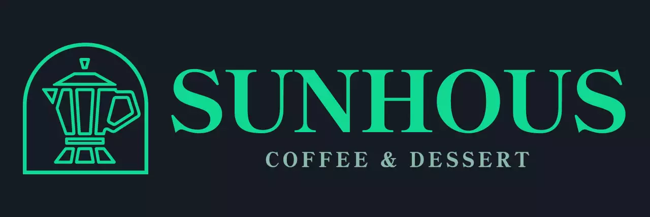 緑と白のシンプルモダンコーヒーポットシンボルロゴスタイル カフェスタッフ用