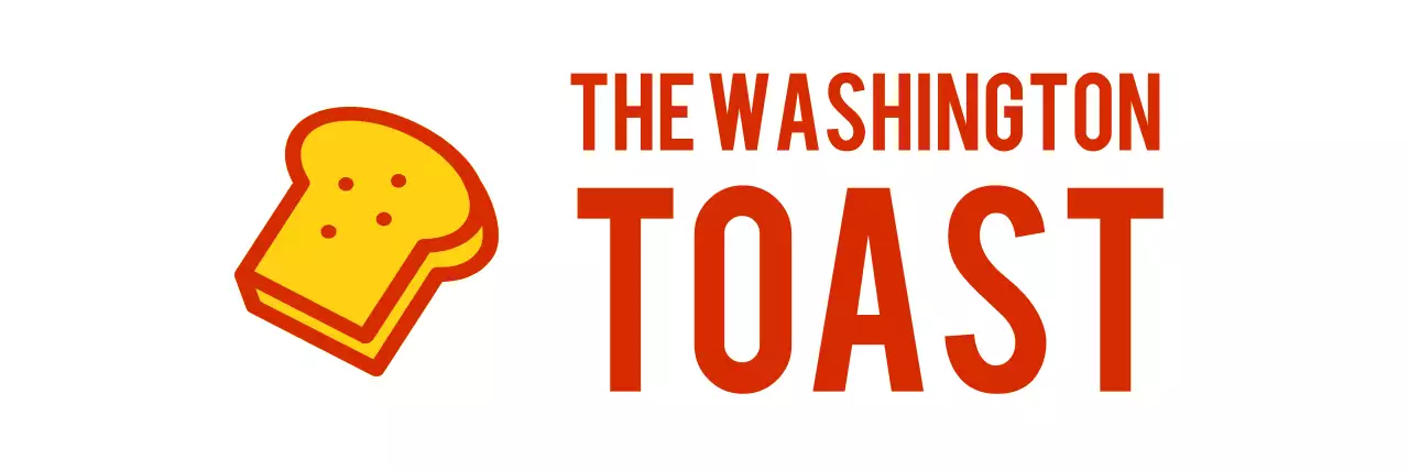 美味しいトーストのイラストが描かれたトースト屋さんのロゴが描かれた一列型のエプロンデザイン。