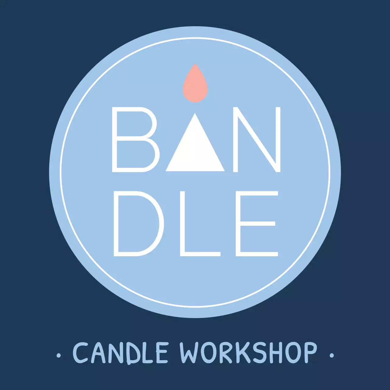水色と白のシンプルモダンなテキストロゴスタイルのキャンドルショップスタッフ用・体験用