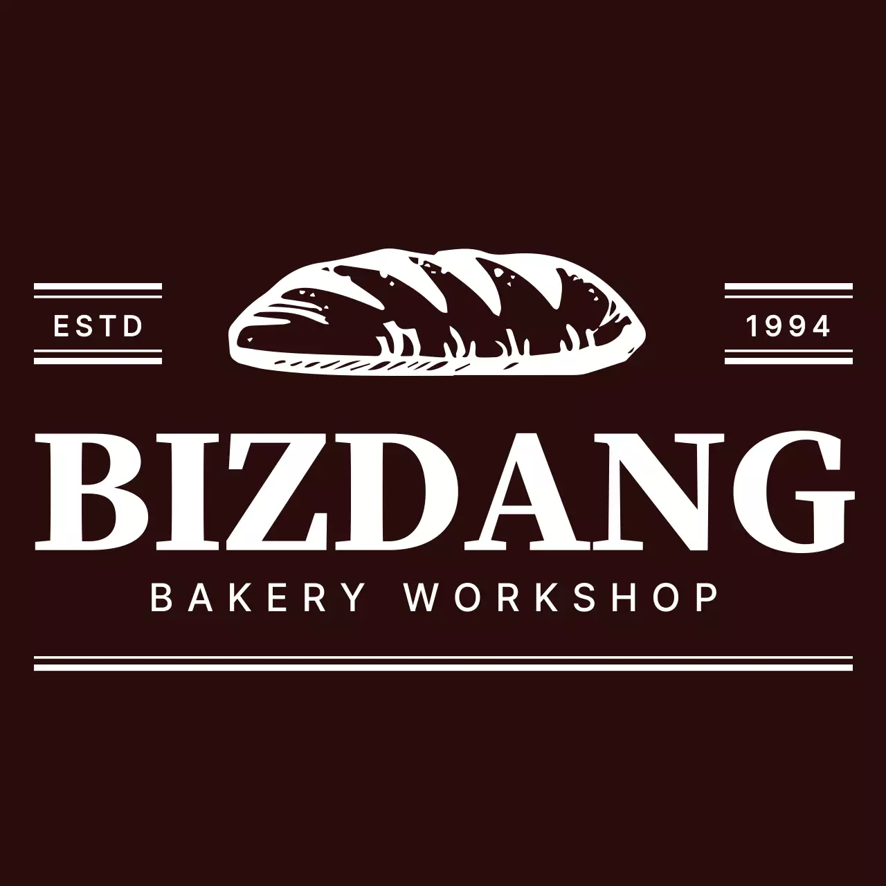 茶色と白のシンプルモダンなシンボルとテキストの組み合わせロゴスタイル ベーカリースタッフ用