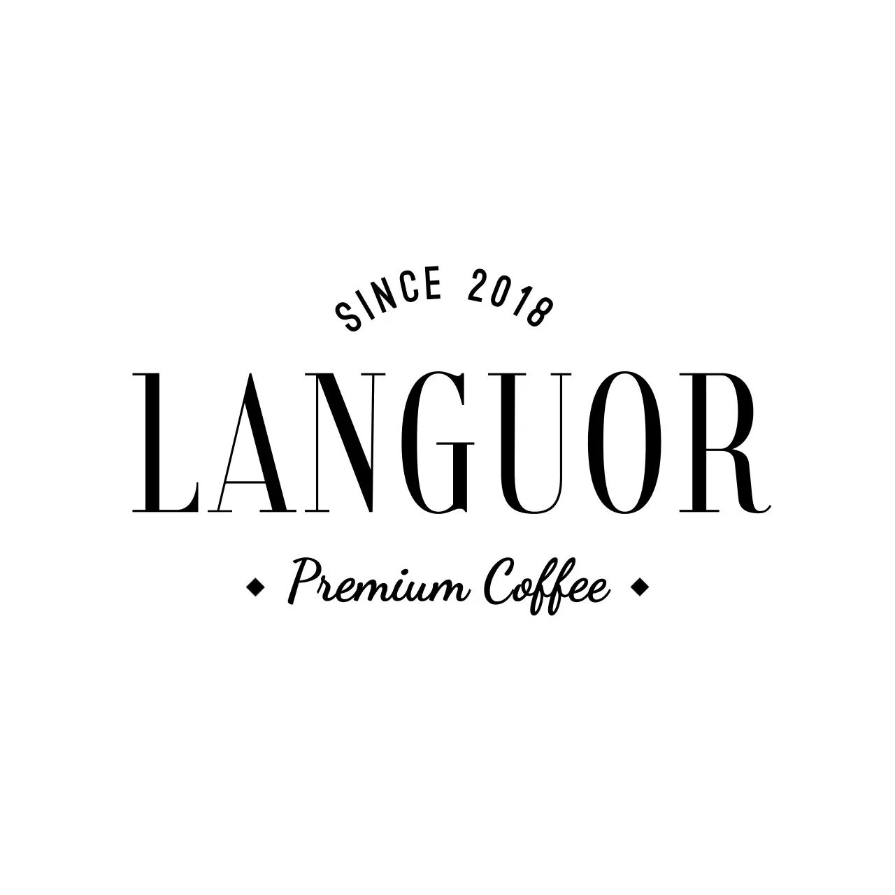 黒のテキストで構成されたプレミアムで高級感のあるコーヒーショップのデザイン。