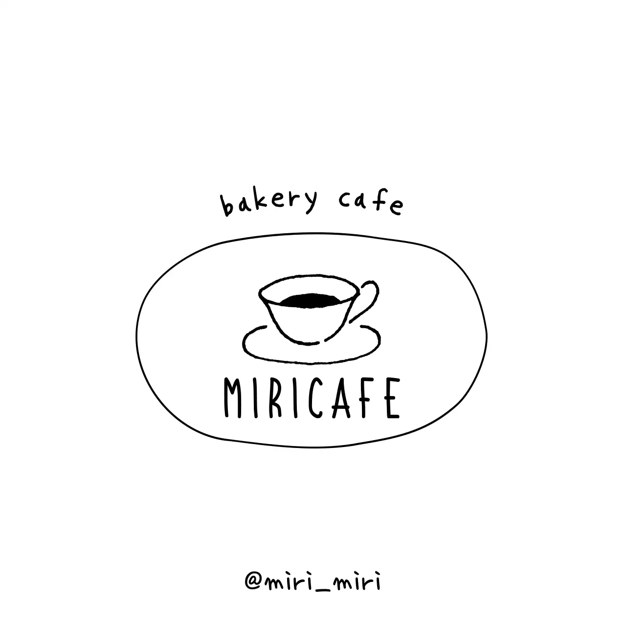 黒のシンプルなコーヒーのイラストが描かれたカフェデザインです。