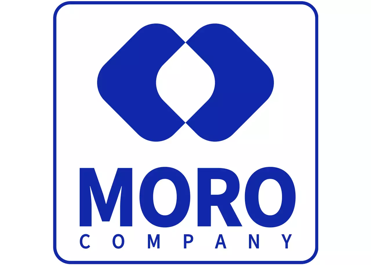 白と紺のシンプルな企業ロゴ