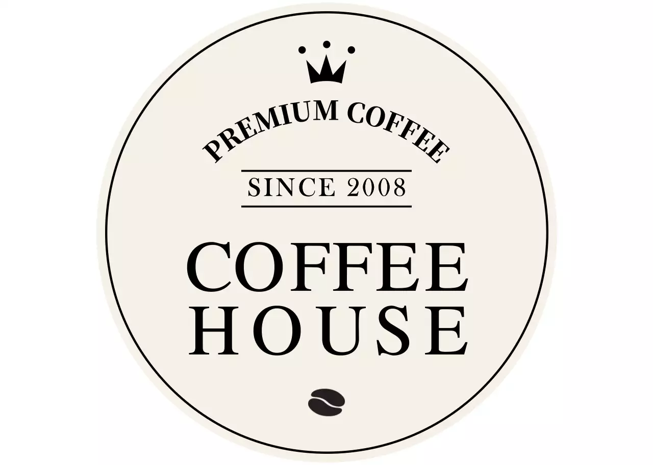 薄茶と黒のシンプルなアンブレムカフェロゴ。