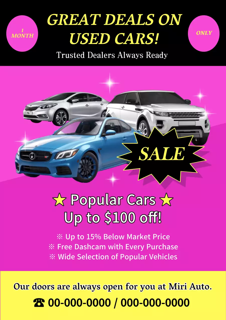 promosi penjualan mobil merah muda yang berani