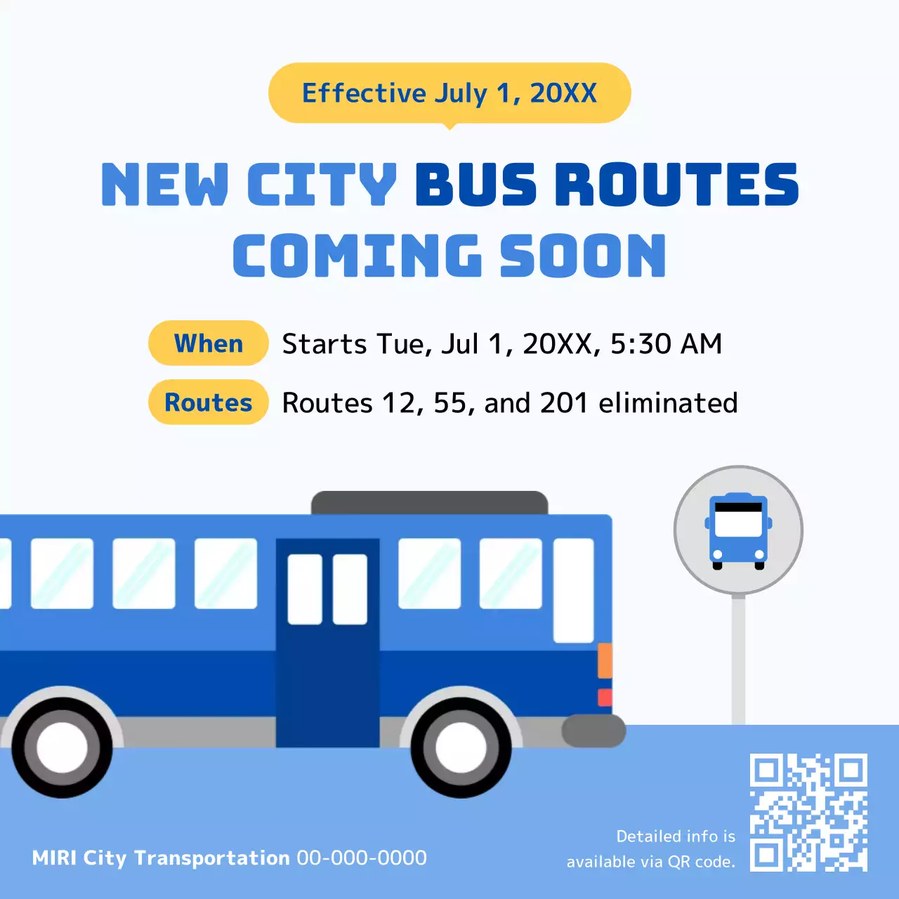 blue modern transportation announcement