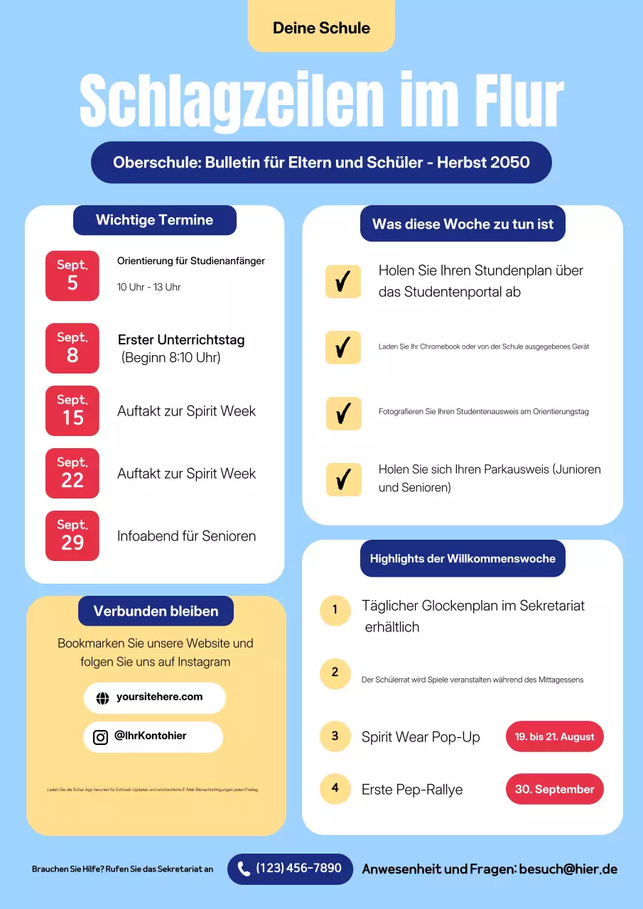 Beiges modernes Schul-Newsletter-Poster