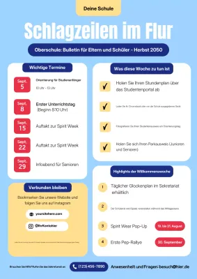 Beiges modernes Schul-Newsletter-Poster