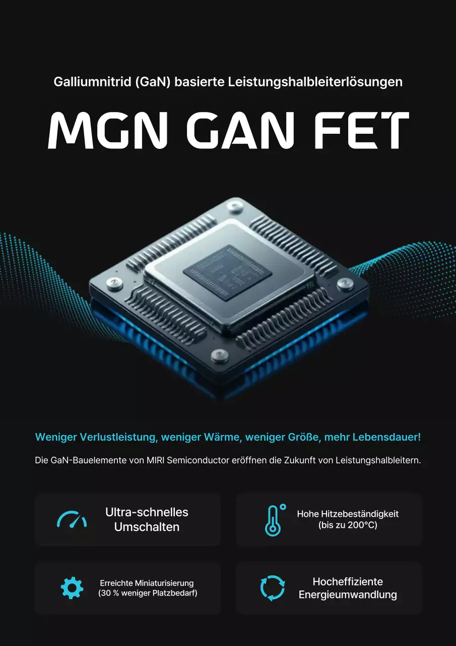 Werbung für moderne Halbleiterprodukte in Schwarz