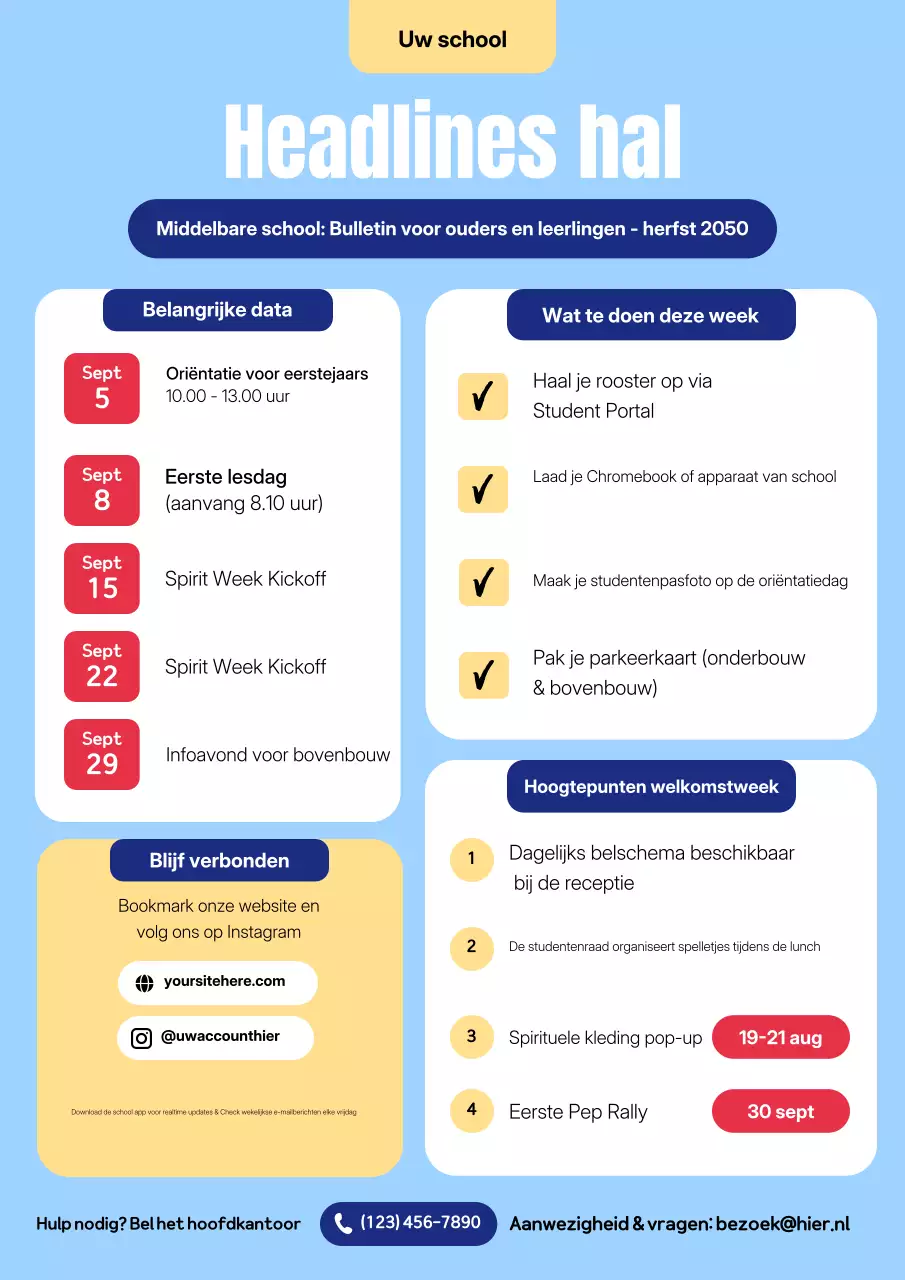 Beige Modern School Nieuwsbriefposter