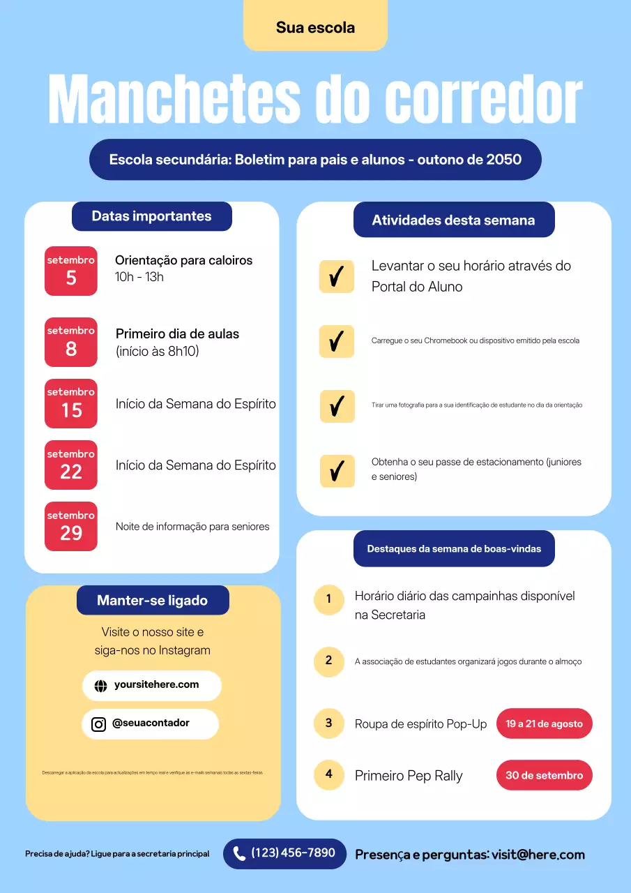Cartaz do boletim escolar moderno bege
