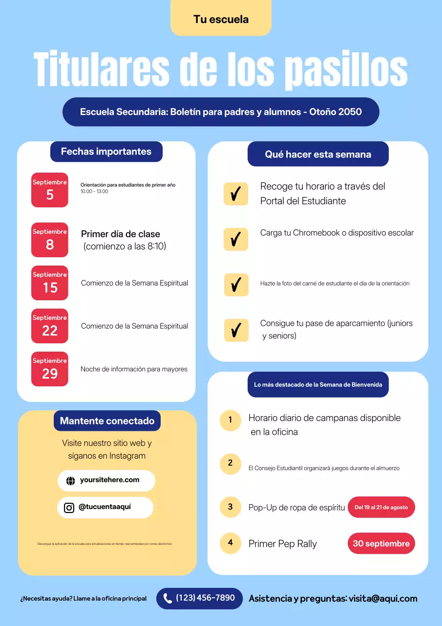 Póster del boletín escolar moderno beige