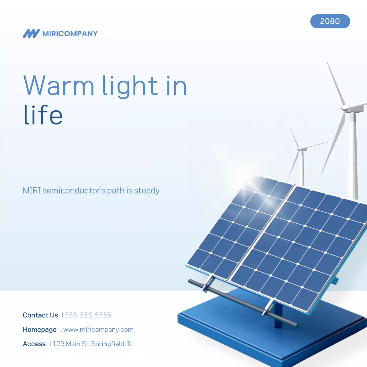 Promoção simples de empresa de energia solar azul