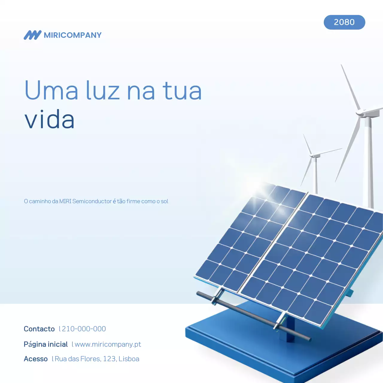 Promoção simples de empresa de energia solar azul