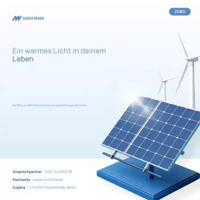 Einfache Werbung für das Blue Solar-Unternehmen